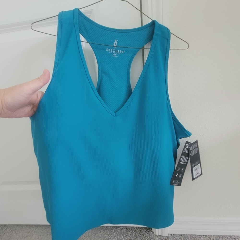 Skechers Teal Sports Bra Tank NWT Racerback Athletic Top XXXL